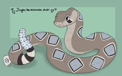 blue_eyes diamond_(marking) grey_body label looking_up markings plushie scales smile solo toony symrea animate_inanimate pit_viper rattlesnake reptile scalie snake viper 16:10 sketch widescreen