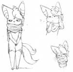 anthro male mostly_nude scarf scarf_only simple_background solo matsu nintendo pokemon aesir fan_character generation_6_pokemon meowstic pokemon_(species) low_res monochrome