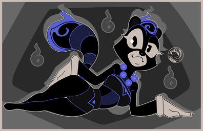 anthro big_hands border breasts clothing female gloves handwear jewelry orange_border solo toony toony_eyes white_clothing white_gloves white_handwear wide_hips neozoa fan_character nzn_musi ghost spirit