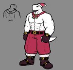 anthro belt clothing duo gloves handwear hat headgear headwear holidays male muscular muscular_anthro red_bottle solo white_body dynogreeno largo_(dynogreeno) dinosaur prehistoric_species reptile scalie hi_res