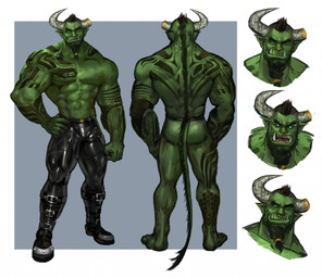 5_fingers abs angry beard biceps biped black_bottomwear black_clothing black_footwear black_pants boots bottomwear broken_horn brown_hair clothed clothing eyebrows facial_hair facial_piercing feet fingers footwear glowing glowing_eyes green_body green_nipples green_skin grey_eyes hair hand_on_hip horn horn_jewelry horn_ring humanoid_pointy_ears jewelry latex looking_at_viewer male mohawk muscular muscular_humanoid muscular_male nipples nose_piercing nose_ring not_furry open_mouth pants pecs piercing plantigrade pointy_ears ring_(jewelry) ring_piercing septum_piercing shoes smile smirk solo tattoo teeth topless tusks vein veiny_muscles white_horn dopq european_mythology greek_mythology mythology thorog_brokenhorn bovid bovine humanoid hybrid mammal minotaur orc 2017 digital_media_(artwork) model_sheet multiple_versions
