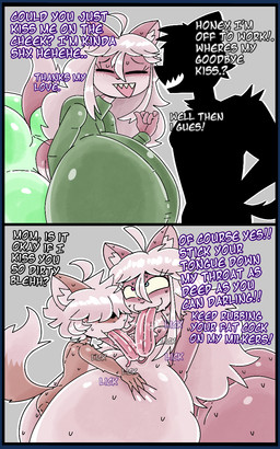 anthro between_breasts big_breasts bodily_fluids border bottomwear breast_grab breast_play breasts cheating_wife clothing dipstick_tail exclamation_point eyes_closed female french_kissing group hair hand_on_breast heterochromia huge_breasts hyper hyper_breasts infidelity kissing licking_tongue long_tongue male male/female markings multicolored_body nude obscured_titfuck open_mouth pants question_mark sex smile sweat sweater tail tail_markings text titfuck tongue tongue_out topwear transparent_border trio two_tone_body white_hair furu_flami conna_rose furenna_rose domestic_cat felid feline felis mammal alpha_channel comic english_text hi_res incest_(lore) mother_(lore) mother_and_child_(lore) mother_and_son_(lore) parent_(lore) parent_and_child_(lore) parent_and_son_(lore) son_(lore)