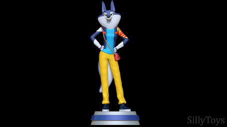 3d_print anthro black_background blue_clothing blue_shirt blue_topwear bottomwear clothed clothing female footwear hands_on_hips jacket pants purse shirt shoes simple_background smile solo stage tail topwear yellow_bottomwear yellow_clothing yellow_pants sillytoys illumination_entertainment sing_(movie) porsha_crystal arctic_wolf canid canine canis mammal wolf 16:9 3d_(artwork) 3d_model_showcase digital_media_(artwork) hi_res widescreen