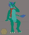 ambiguous_gender anthro belly blush duo endosoma hair male male/ambiguous mostly_nude nude oral_vore prey_outline safe_vore satisfaction scales scarf scarf_only shy simple_background size_difference smile solo_focus squirming tail tight_bulges vore honeyfly lizard reptile scalie 2d_animation animated loop short_playtime