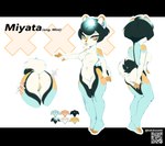 anthro anus blue_body blue_fur blue_hair breasts ear_piercing featureless_breasts featureless_crotch female front_view fur gauged_ear genitals hair humanoid_genitalia humanoid_pussy markings navel orange_eyes orange_markings piercing pussy rear_view short_hair simple_background solo standing white_body white_fur sonyan hi_res model_sheet