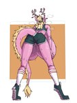 absurd_res anthro areola big_breasts bodily_fluids breast_shade breasts camel_toe clothing dolphin_shorts dragon exercise female footwear hi_res huge_breasts hyper hyper_breasts mythological_creature mythological_scalie mythology opal_(zed-s) scalie socks solo steam sweat tail zed-s