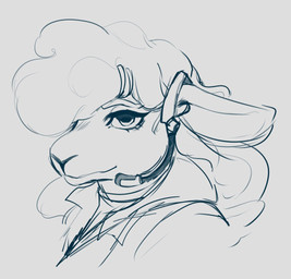 accessory anthro electronics female grey_background hair_accessory hairpin headgear headphones headset looking_at_viewer microphone simple_background solo wolfamiibo nintendo star_fox sheeply_vilakazi bovid caprine mammal sheep headshot_portrait portrait sketch