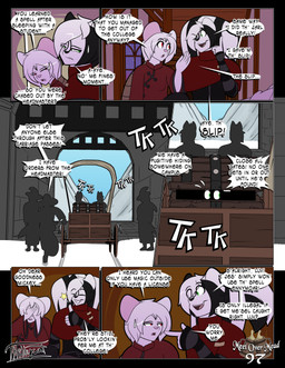 anthro arm_warmers armwear asian_clothing bodily_fluids braided_hair carriage castle_wall chinese_clothing clothing dialogue duo east_asian_clothing evening fur green_eyes hair male mountain pillow red_eyes scarf silhouette snow star sweat sweatdrop text treasure_chest white_body white_fur white_hair window thibbycat mickey_(thibbycat) xin_(thibbycat) mammal mephitid mouse murid murine rodent skunk comic english_text hi_res