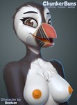 anthro beak biped black_beak black_body black_feathers breasts brown_eyes chest_tuft collarbone countershade_face countershade_torso countershading eye_markings eyelashes eyeliner feather_tuft feathers female front_view grey_background grey_beak grey_stripes happy light looking_at_viewer makeup markings medium_breasts multicolored_beak multicolored_body multicolored_feathers nipples non-mammal_breasts non-mammal_nipples nude open_beak open_mouth open_smile orange_beak orange_eyeliner orange_nipples orange_tongue shadow simple_background smile solo striped_beak stripes tan_beak tan_stripes text tongue tuft two_tone_body two_tone_feathers white_body white_countershading white_feathers white_markings chunkerbuns pearl_(boolean) alcid atlantic_puffin avian bird lari puffin 2018 3d_(artwork) bust_portrait digital_media_(artwork) english_text lighting portrait watermark