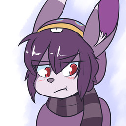 alternate_species anthro blush clothing grumpy hat headgear headwear male red_eyes scarf solo crackers_(artist) a_link_between_worlds a_link_to_the_past nintendo the_legend_of_zelda ravio ravio_(rabbit_form) lagomorph leporid mammal rabbit 1:1 2017