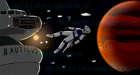 anthro broken_glass female glass jupiter_(planet) prehistoric solo space spacecraft spacesuit sun vehicle marunishkek judee dinosaur humanoid prehistoric_species reptile saurischian scalie theropod troodon troodontid absurd_res hi_res