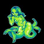 breasts female fin fingers green_body hair nipples non-mammal_nipples simple_background solo split_form tail tail_fin transparent_background moawling cc-by-nc-nd creative_commons marine merfolk 1:1 alpha_channel digital_media_(artwork) low_res pixel_(artwork)