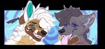 cross-eyed duo fur grey_body grey_fur half-closed_eyes hypnosis hypnotic_eyes male male/male mind_control narrowed_eyes open_mouth open_smile ringed_eyes smile tongue tongue_out white_body white_fur gxdaddy ame ameko karex canid canine canis domestic_dog mammal wolf alpha_channel hi_res