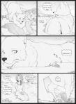 canid canine canis carrie_(s2-freak) comic dialogue english_text female feral hi_res human macro male mammal monochrome s2-freak schwarzpelz text wolf