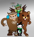 ambiguous_gender anthro canadian feral gradient_background grey_background group male mascot simple_background vancouver unknown_artist 2010_winter_olympics olympics miga_(olympics) mukmuk pedobear quatchi sumi_(olympics) avian bear bird mammal meme