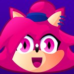 anthro ear_piercing female fox_ears fur hair looking_at_viewer open_mouth piercing pink_body pink_eyes pink_fur red_hair simple_background smile solo redeye_samurai_(artist) sega sonic_the_hedgehog_(series) asami_the_cat fan_character canid canine fox mammal 1:1 colored shaded simple_shading