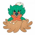 ambiguous_gender beak crossed_arms feathers pseudo_clothing simple_background solo white_background seniorseasalt nintendo pokemon avian decidueye generation_7_pokemon pokemon_(species) 2018 hi_res