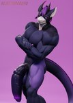 anthro balls biceps black_sclera flaccid flexing fur genitals horn male muscular one_eye_closed pecs penis purple_body purple_fur purple_penis smile smirk solo tail wink drboumboom32 mythology maxwell_grym_(maxwellgrym) dragon furred_dragon furred_scalie mythological_creature mythological_scalie scalie 3d_(artwork) blender_(artwork) digital_media_(artwork) hi_res