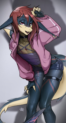 anthro biped bottomwear claws clothed clothed_anthro clothed_male clothing femboy fingers front_view fully_clothed fully_clothed_anthro fully_clothed_male hair jacket looking_at_viewer male pants pink_clothing pink_jacket pink_topwear simple_background smile solo standing tail tongue topwear shermugi aquatic fish scalie shark 2026 digital_drawing_(artwork) digital_media_(artwork) hi_res