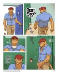 2016 anthro baseball_cap bathroom bottomwear clothed clothing comic digital_media_(artwork) dress_shirt duo english_text felid furgonomics genitals glory_hole half-erect hat headgear headwear hi_res holding_penis humanoid_genitalia humanoid_penis lol_comments male mammal meesh pants penis penis_through_fly poking_out public_restroom shirt solo_focus sound_effects tail tail_clothing text topwear url