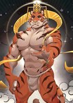 5_fingers abs anthro areola asian_clothing bulge claws clothing countershade_arms countershade_face countershade_fur countershade_torso countershading east_asian_clothing fingers fundoshi fur japanese_clothing male muscular muscular_anthro muscular_male nipples orange_body orange_fur pecs solo striped_body striped_fur stripes tail underwear mumu202 crave_saga yata_no_kagami_(crave_saga) felid mammal pantherine tiger