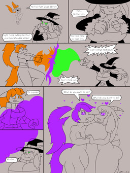anthro comic_panel female hyper hypnosis magic magic_user mind_control potion potion_bottle superhero witch dirtymac bovid canid canine canis caprine domestic_dog goat jackal mammal absurd_res colored comic hi_res line_art