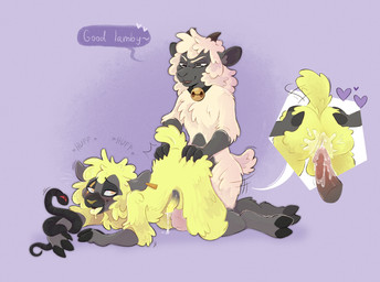 anthro anthro_on_anthro anthro_penetrated anthro_penetrating anthro_penetrating_anthro biped dialogue duo erection fur genitals grey_body heart_symbol hooves male male/male male_penetrated male_penetrating male_penetrating_male penetration penile penile_penetration penis sex speech_bubble tongue white_body white_fur yellow_eyes freckledbastard cult_of_the_lamb massive_monster_(studio) lamb_(cult_of_the_lamb) bovid caprine mammal sheep hi_res