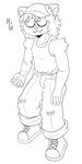 anthro bottomwear brass_knuckles clothed clothing fangs footwear fur hair holding_melee_weapon holding_object holding_weapon male melee_weapon pants sharp_teeth shirt shoes simple_background solo standing tank_top teeth topwear weapon white_background itsme_hilo hi-lo_(itsme_hilo) american_shorthair domestic_cat felid feline felis mammal 2024 absurd_res artist_name digital_media_(artwork) hi_res monochrome