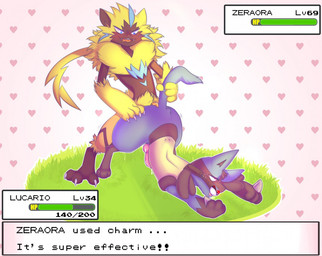 anal anal_penetration anthro ball_gag balls blue_body blue_eyes blue_fur bodily_fluids butt claws dominant duo fur gag gameplay_mechanics genital_fluids genitals gui health_bar knot male male/male male_penetrated male_penetrating male_penetrating_male nude penetration penis pokeball pokeball_gag pokemon_move sex text yellow_body yellow_fur sinkid nintendo pokemon canid canine generation_4_pokemon generation_7_pokemon legendary_pokemon lucario mammal pokemon_(species) zeraora 2019 english_text