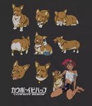 barefoot blush blush_stickers collar dark_body dark_skin eyewear feet female goggles hair male orange_hair red_collar smile tongue tongue_out cowboy_bebop edward_wong_hau_pepelu_tivruski_iv ein_(cowboy_bebop) canid canine canis domestic_dog herding_dog human mammal pastoral_dog welsh_corgi hi_res