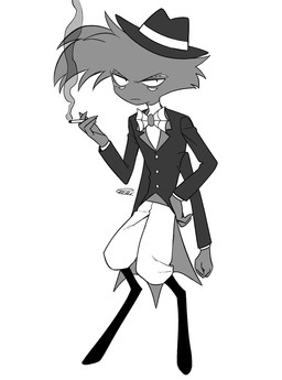 anthro cigarette cigarette_smoke clothed clothing male multi_arm multi_eye multi_limb simple_background smoke solo white_background enaic31 hazbin_hotel hellaverse arackniss_(hazbin_hotel) arachnid arthropod demon spider absurd_res hi_res monochrome