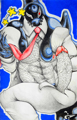 abs accessory anthro blue_background clothing erection genitals looking_at_viewer male muscular muscular_male navel necktie nipples one_eye_closed pecs penis red_eyes shirt simple_background solo star topwear undershirt underwear vein veiny_penis wink marthan_crowl_(artist) my_hero_academia gang_orca aquatic cetacean dolphin mammal oceanic_dolphin orca toothed_whale absurd_res hi_res