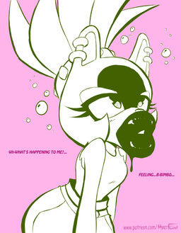 anthro bimbofication bimbofied bubble female hypnosis intelligence_loss lips lipstick makeup mind_control simple_background solo spiral spiral_eyes text thick_lips hyperflannel idw_publishing sega sonic_the_hedgehog_(comics) sonic_the_hedgehog_(idw) sonic_the_hedgehog_(series) surge_the_tenrec afrosoricid mammal tenrec absurd_res hi_res