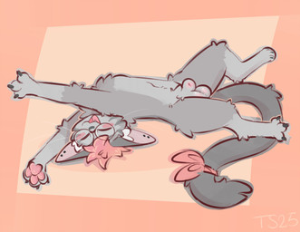 animal_genitalia anthro balls biped blush cheek_tuft claws digitigrade ear_piercing eyewear facial_tuft fangs feet fluffy fully_sheathed fur genitals glasses grey_body grey_fur happy inner_ear_fluff lying male navel nude on_back open_mouth pawpads paws piercing playful pose relaxing sheath simple_background slim solo spread_toes stretching tail teeth toes tuft whiskers taintedstar domestic_cat felid feline felis mammal 2025 digital_drawing_(artwork) digital_media_(artwork) full-length_portrait hi_res portrait signature