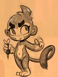 anthro dart eyebrows eyelashes featureless_crotch female fist flat_chested head_tuft holding_dart holding_object navel nude plantigrade simple_background smile solo standing tail tuft wide_hips soulcentinel bloons_tower_defense ninja_kiwi dart_monkey_(bloons) haplorhine mammal monkey primate 2021 digital_drawing_(artwork) digital_media_(artwork) monochrome sketch