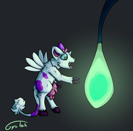 duo glowing hooves lure micro size_difference spots teats timelapse_at_source udders wings gyrotech failbetter_games fallen_london nintendo pokemon belle_(juccesnaccbar) k'aazast generation_2_pokemon lampcat miltank pokemon_(species) hi_res