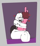 anthro belly blush breasts clothing duo eyes_closed female female/female heart_symbol hug hugging_another legwear mature_female nude simple_background slightly_chubby thick_thighs thigh_highs fembunns undertale undertale_(series) fembunns_(character) toriel bovid caprine goat lagomorph leporid mammal rabbit 2025