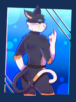 anthro arm_tuft beckoning belly black_eyebrows black_eyes blue_background blue_body blue_eyelids blue_fur blush bulge bulge_from_behind butt cat_tail clothed clothing ear_tuft eyebrows fur gesture gloves_(marking) grey_body grey_eyebrows grey_eyes grey_fur inner_ear_fluff jockstrap jockstrap_only looking_at_viewer male markings pawpads paws pink_inner_ear pink_nose rear_view shoulder_blades shoulder_tuft side_view simple_background slim slim_anthro slim_male small_waist smile smiling_at_viewer solo tail topless tuft underwear underwear_only whiskers white_belly white_body white_fur yellow_body yellow_fur yellow_sclera arvo_(artist) animal_crossing nintendo punchy_(animal_crossing) domestic_cat felid feline felis mammal 2025 alpha_channel half-length_portrait hi_res portrait