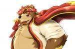 anthro belly black_nose male moobs nipples overweight overweight_anthro overweight_male simple_background solo white_background gokrakstyle sengoku_puzzle saigou_shirou bear mammal 2018