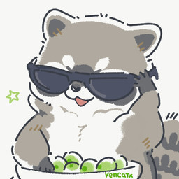 biped black_nose chibi eyewear feral food fruit grape grey_body plant simple_background solo sunglasses white_background white_body yencatx mammal procyonid raccoon 1:1 2021