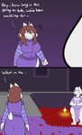 alternate_species anthro big_breasts boss_monster_(undertale) bovid breasts caprine clothed clothing curvy_figure duo english_text female frisk_(undertale) fur goat hair hi_res long_ears long_hair mammal mature_anthro mature_female robertge text toriel undertale undertale_(series) voluptuous white_body white_fur