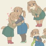 anthro clothed clothing duo eating female footwear heart_symbol hug kemono leash shoes ekaki510 ground_squirrel mammal prairie_dog rodent sciurid 1:1