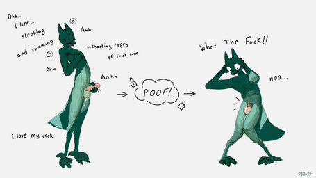 4_toes 5_fingers anthro balls beak before_and_after biped bodily_fluids chastity_cage chastity_cage_only chastity_device chastity_device_only dialogue emanata erection eyes_closed feathers featureless_chest feet fingers genital_fluids genitals green_body grimace hand_on_head humanoid_genitalia humanoid_hands humanoid_penis knock-kneed leaking_precum lock_symbol looking_down looking_pleasured male male_anthro masturbation nub_chastity_cage nude nude_anthro nude_male onomatopoeia open_beak open_mouth penile penile_masturbation penis poof_effect precum precum_string sequential_arrow simple_background solid_chastity_cage solo sound_effects standing tail tail_feathers talons text toes tongue tongue_out wearing_chastity_cage wearing_chastity_device white_background wide_eyed 7b7a2f avian 16:9 2025 absurd_res digital_media_(artwork) digital_painting_(artwork) english_text hi_res painting_(artwork) sequence signature widescreen