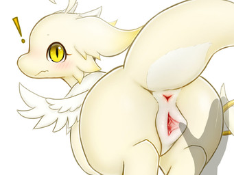 anus back_wings cheek_tuft clitoral_hood exclamation_point facial_tuft feathered_wings feathers female female_feral feral fur fur_tuft genitals inner_labia light_blush looking_at_viewer looking_back looking_back_at_viewer monotone_body monotone_fur pupils quadruped rear_view simple_background slit_pupils solo spread_vulva spreading tuft urethra vulva white_background wings yellow_body yellow_eyes yellow_fur k-dra61 mythology mel_(k-dra61) dragon furred_dragon furred_scalie mythological_creature mythological_scalie scalie 2026 4:3 digital_drawing_(artwork) digital_media_(artwork) hi_res shaded soft_shading