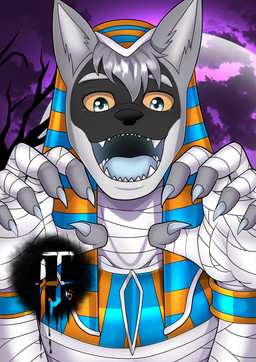 accessory anthro blue_claws blue_eyes blue_tongue claws clothing egyptian egyptian_clothing egyptian_headdress fur grey_body grey_fur holidays male mummy_wrappings nemes sharp_teeth solo teeth tongue usekh yellow_sclera jasoned95 halloween cole_canine canid canine canis domestic_dog husky mammal nordic_sled_dog spitz 2022 absurd_res hi_res