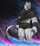 2024 abs absurd_res anthro arm_wrapping arm_wraps aura biceps black_nose bottomwear boxer_briefs boxers_(clothing) bulge canid canine canis cheek_tuft cloak clothed clothed_anthro clothed_male clothing crystal death_(puss_in_boots) dreamworks dual_wielding facial_markings facial_tuft fire fire_background fur fuzzy grin hamili head_markings hi_res holding_object holding_weapon humanoid_hands looking_at_viewer male mammal markings mask_(marking) muscular muscular_anthro muscular_male muscular_thighs narrowed_eyes navel neck_tuft poncho puss_in_boots_(dreamworks) red_eyes shorts sickle smile solo standing tailless teeth tuft underwear weapon white_body white_fur wolf wrapped_arms wraps wrist_wraps