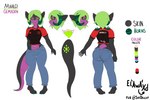 anthro big_butt big_tail black_body black_scales black_sclera bottomwear breasts butt clothed clothing color_swatch curled_horn denim denim_bottomwear denim_clothing fangs female gem green_eyes green_hair green_tongue hair horn jeans malachite_(mineral) medium_breasts multicolored_clothing navel pants purple_body purple_scales scales shirt solo spikes spikes_(anatomy) tail teeth tongue topwear two_tone_clothing underbelly elawaxd mythology mahlci_gemhorn dragon mythological_creature mythological_scalie scalie wingless_dragon absurd_res character_name hi_res