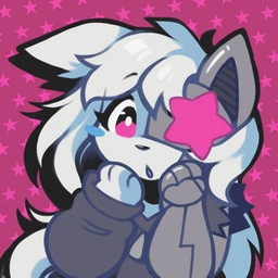 anthro clothing covered_eye female fur hair hoodie machine pink_eyes robotic solo star surprised topwear white_body white_fur white_skin unknown_artist scarlett_(charloux) canid canine mammal robot 1:1 colored low_res trans_(lore) trans_woman_(lore)