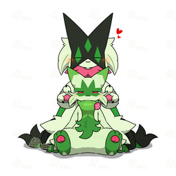 ambiguous_gender anthro black_claws blush cheek_tuft claws dipstick_ears duo ear_markings eyes_closed facial_tuft feet front_view fur gloves_(marking) green_body green_fur heart_symbol kemono leg_markings markings mask multicolored_ears narrowed_eyes pawpads paws pink_pawpads pulling_face red_eyes simple_background sitting size_difference smile socks_(marking) soles tuft white_background white_claws tontaro nintendo pokemon felid feline floragato generation_9_pokemon mammal meowscarada pokemon_(species) 1:1 2026 2d_animation animated frame_by_frame loop signature watermark