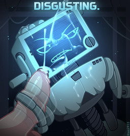 ambiguous_gender balls big_balls big_penis bodily_fluids clenched_teeth cum cum_drip cum_on_chest cum_on_face cum_on_penis cum_string cumshot dialogue disembodied_penis dripping duo ejaculation erection for_a_head genital_fluids genitals grey_body human_on_humanoid interspecies looking_away machine male male/ambiguous not_furry orgasm penis screen screen_face tan_balls tan_penis teeth text nami955 daniel_mullins_games inscryption p03_(inscryption) human humanoid mammal object_head robot screen_head english_text hi_res
